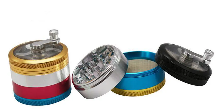 Rainbow Herb Grinders D63 mm 4 -Wayer aluminium aluminium Grindery Tobacco młynek do czystych górnych okien