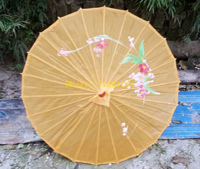 / 배송 무료 도매 웨딩 파티 손으로 그린 ​​꽃 화려한 실크 천으로 파라솔 중국어 수공예 우산