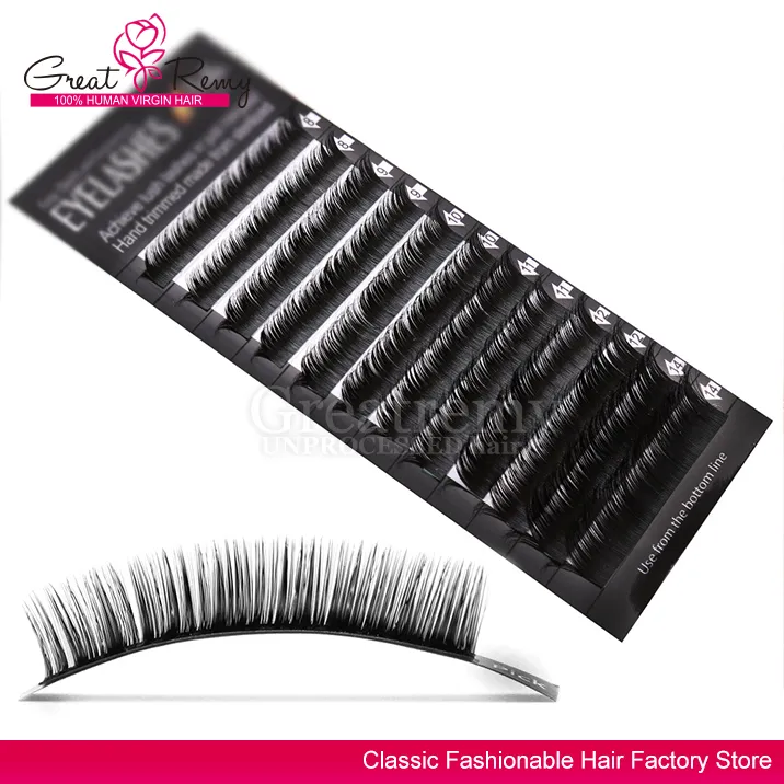 Greatremy Individual Eyelashes Extensions Naturlig tjock mjukt mink Fake Eyelashes Längd 8mm 9mm 10mm 11mm 12mm 14mm 1 bricka