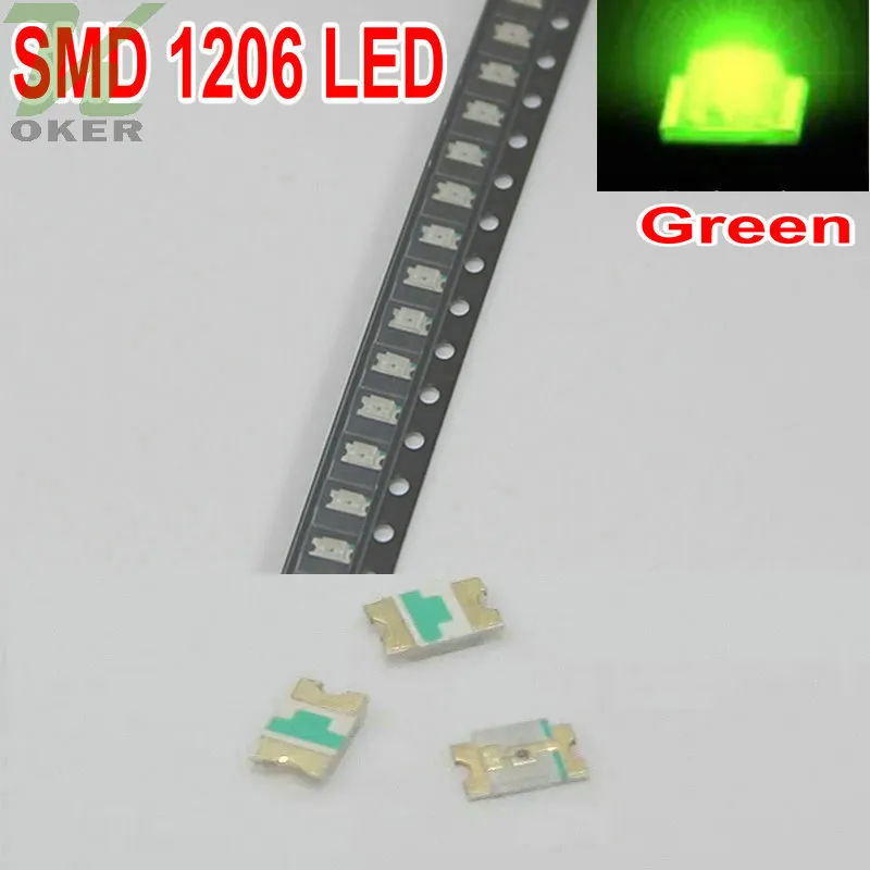 3000 stks / haspel SMD 1206 (3216) Jade Green LED-lampdioden Ultra Bright