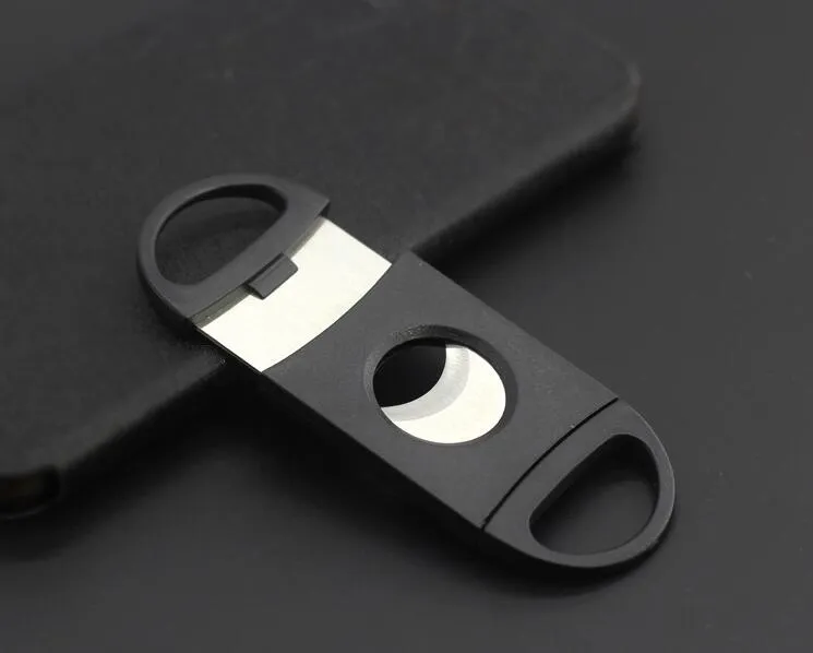 Pocket Plastic Stainless Steel Double Blades Cigar Cutter Knife Scissors Tobacco Black New whole3815712