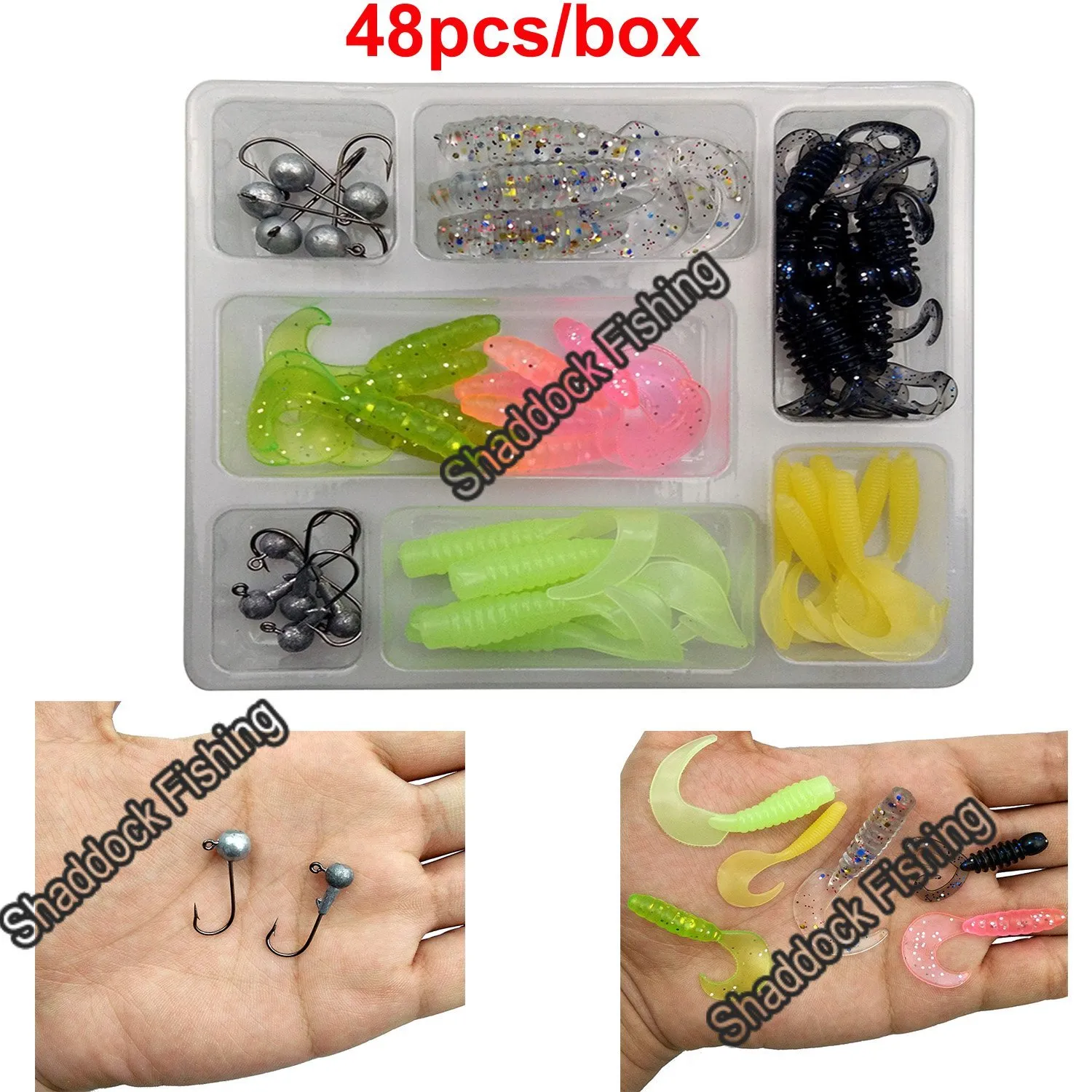 Shaddock Fishing 47-110 Piece Fishing Lures Tackle Kit Soft Pro Crappie  Tube Jigs Jig Lead Heads Hooks Fish Bass Fishing Gear accessories 2794