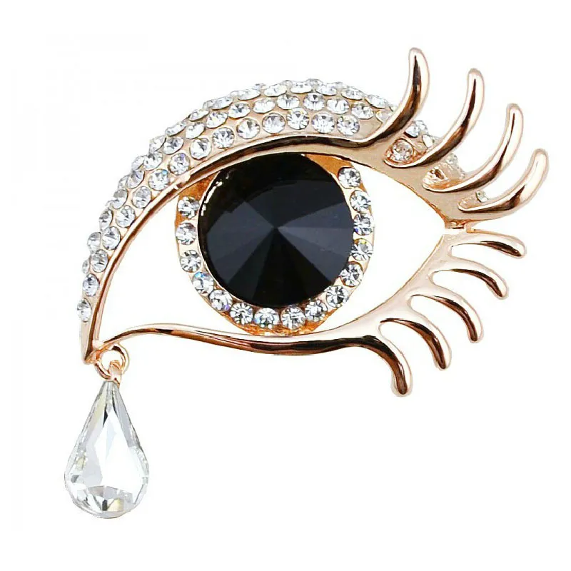 Verzilverd verbluffend Diamante Luxe Teardrop Hangende Kristallen Drop Blue Eye Broche Mooie Lange Wimpers Dames Gift Broche Pins