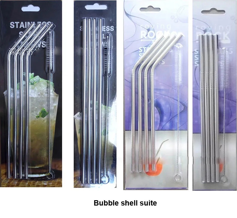 Reusable Stainless Steel Straw 8.5'' 9.5'' 10.5" Cups Straight Bend Drinking Straws ECO Metal Bar Party Drinks Sucker