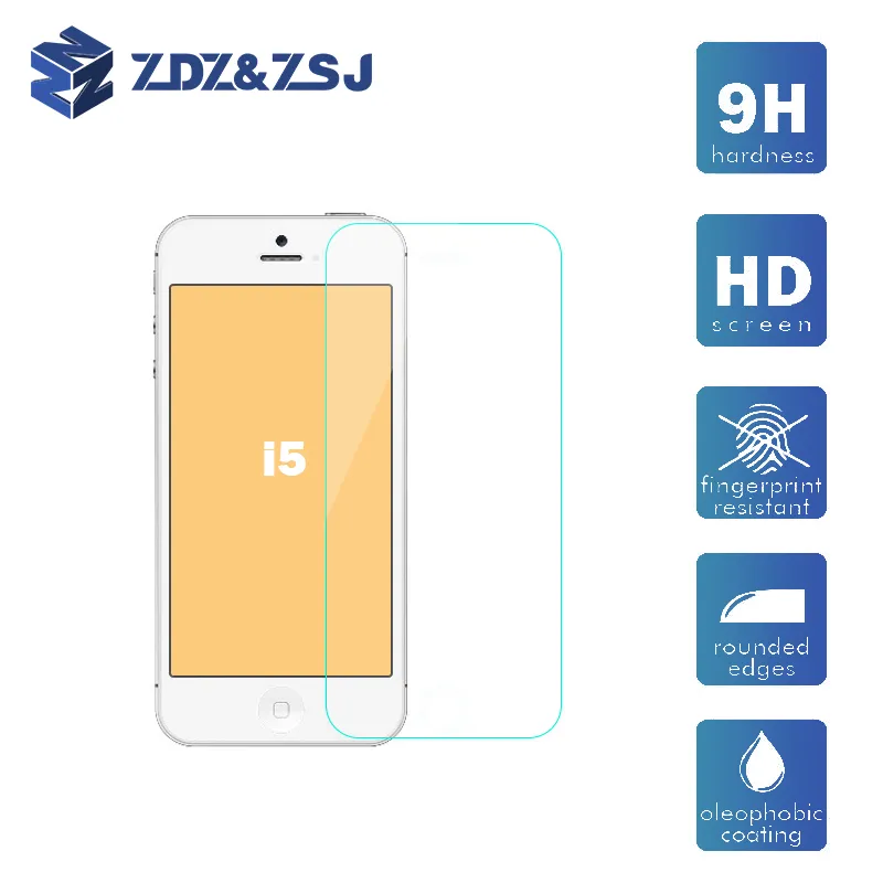 Premium 0.3mm 2.5D Filme À Prova de Explosão de Vidro Temperado Protetor de Tela Para iPhone 5 5s se Filme 50 pçs / lote