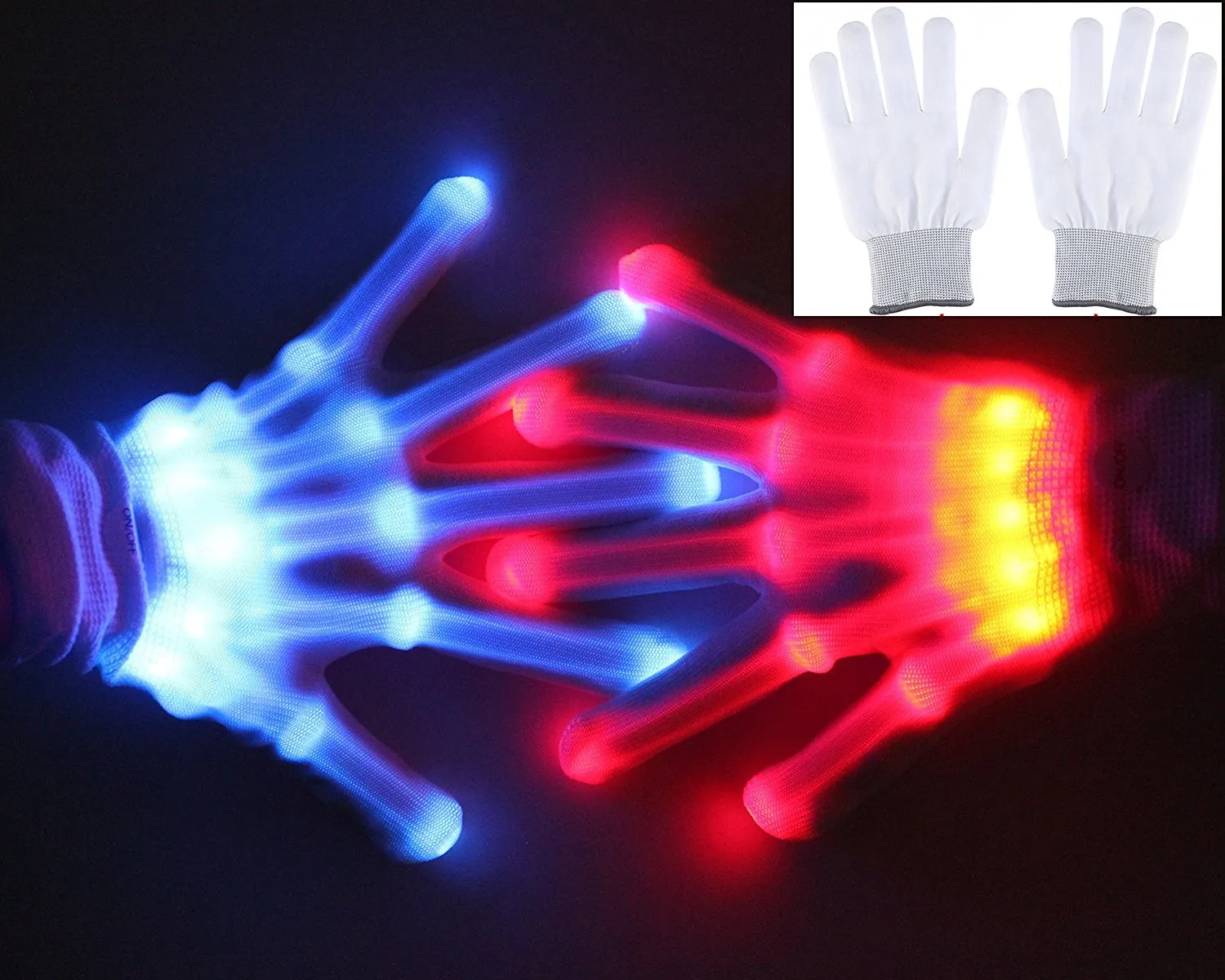 Novelty Lighting 6 styles Multi-Color Electronic LED Flashing Gloves colorful led Light Up Halloween Dance Rave Party Fun