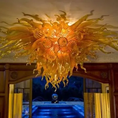 Amber Glass Flower Ceiling Light Chandeliers LED Lights Wonderful Design Home Decoration Modern Style Hand Blown Ceiling-Light