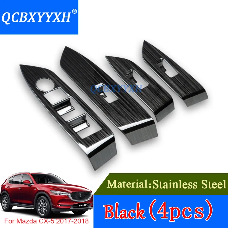 QCBXYYXH 4 pièces décorations internes autocollants ABS style de voiture pour Mazda CX-5 2017 2018 voiture porte lève-vitre interrupteur panneau paillettes