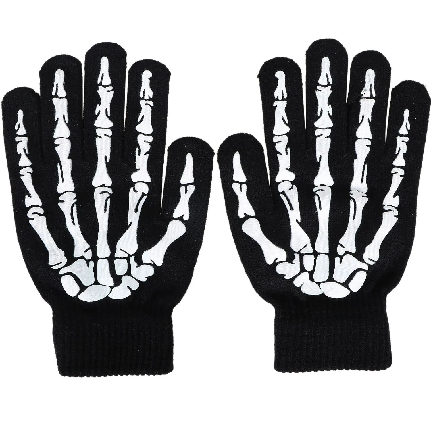 Cadılar bayramı Gece Işıltılı Kafatası Iskelet Eldiven Kafatası eldiven Sıcak Örme Kış Eldiven Erkekler Kadınlar Için ücretsiz kargo