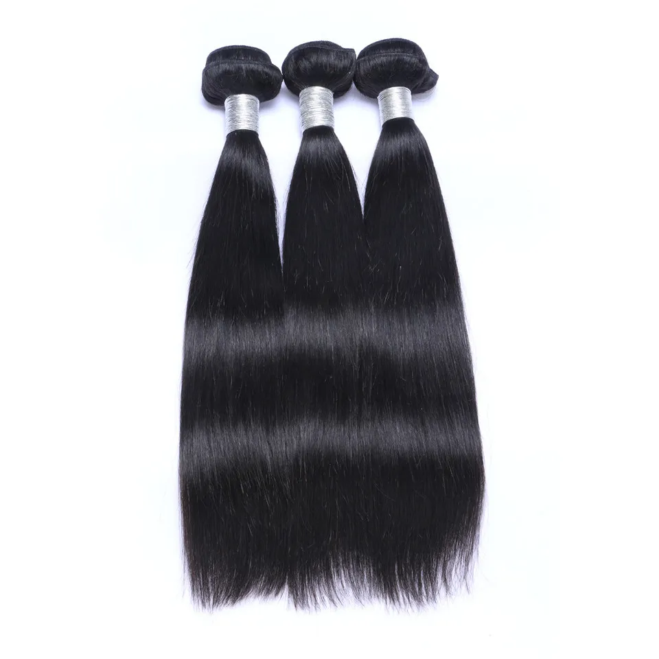 Brasiliansk mänsklig remy jungfru hår rakt hår väver obearbetade hårförlängningar naturlig färg 100g/bunt dubbel wefts 3bunds/parti