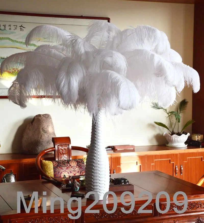Nova avestruz penas Pluma peça central para decoração de mesa de festa de casamento Natural branco muitos tamanhos para você escolher