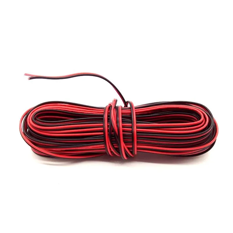 10 metros / lote, 22awg Fio Isolado PVC, 2pin Cabo de Cobre Estanhado, Fio Elétrico Para O Fio de Extensão de Fita LED CB-22AWG-RB