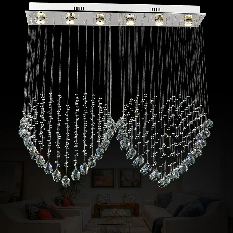 Nouveau Design Vente Chaude De Luxe Rectangle Lustre Spirale Cristal Plafonnier pour Escaliers avec Ampoules GU10LED