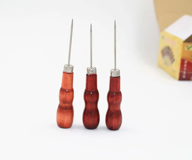 Kit Cucito Pelle Completo 33 Pezzi - Riparazione Tappezzeria Con Filo Cerato, Aghi, Punteruoli, Ditale - Portatile - 4