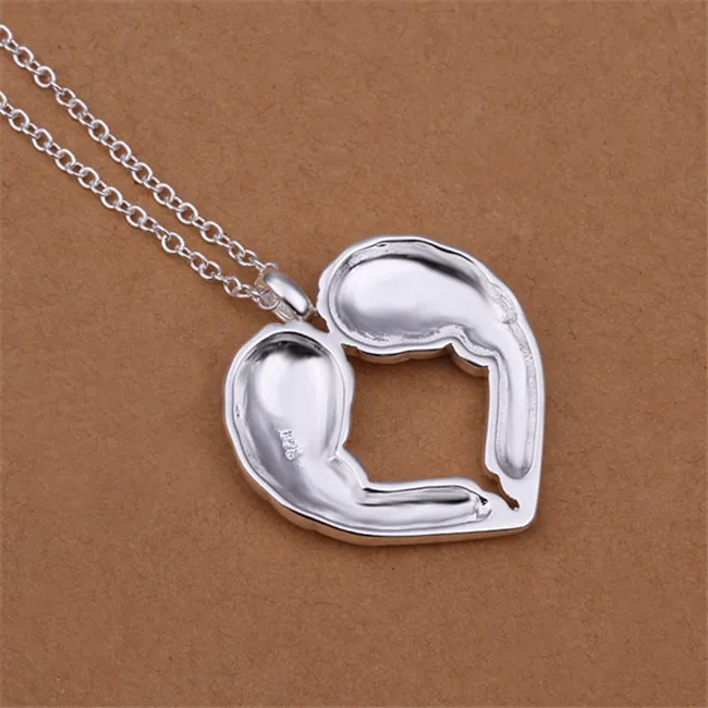 Cadeau de Noël Collier ailes de coeur d'ange collier en argent sterling plaqué STSN357, toute nouvelle mode collier en argent 925 vente directe d'usine