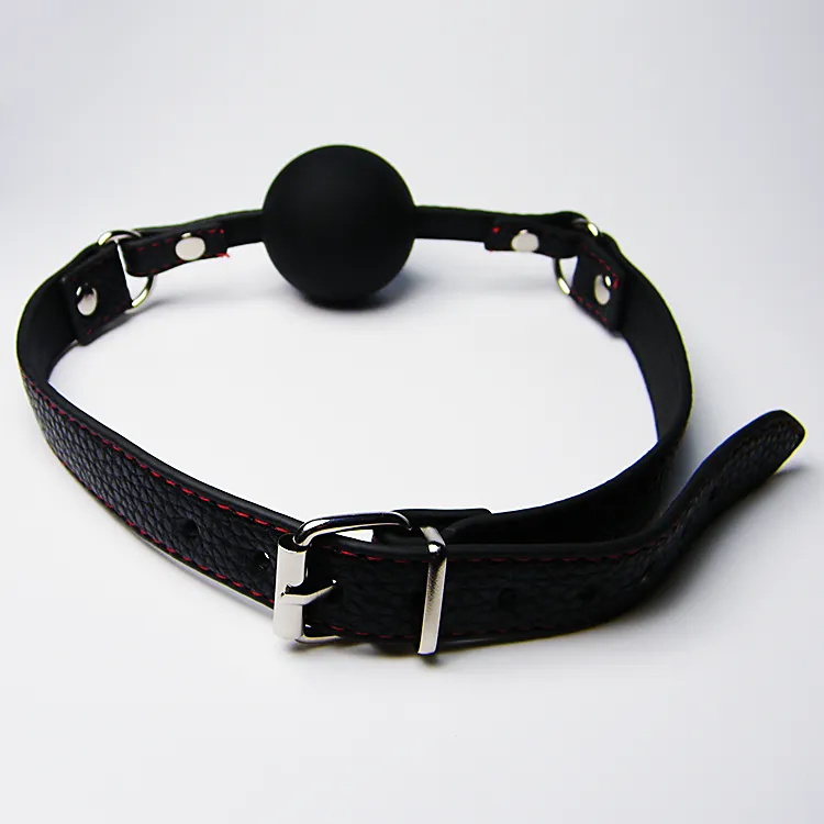 Gag en silicone de taille standard avec bracelet en cuir 2 couleurs au choix Gags de bondage esclave adulte jouer au jouet sexuel 7509048