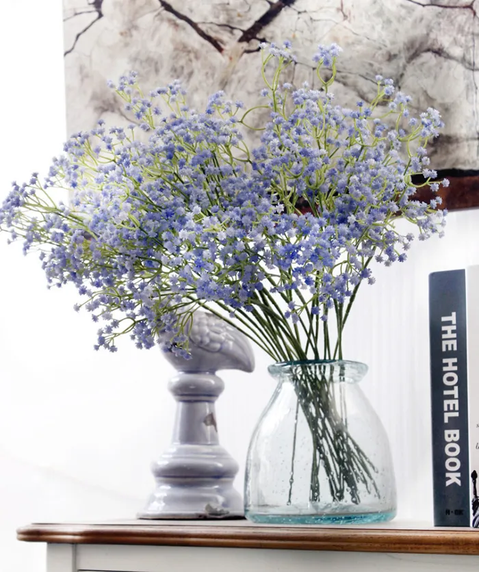 Fleur de simulation de gypsophila de bébé unique artificiel unique pour la décoration de la maison de mariage à la maison Multi couleur 80 têtes 23.6 