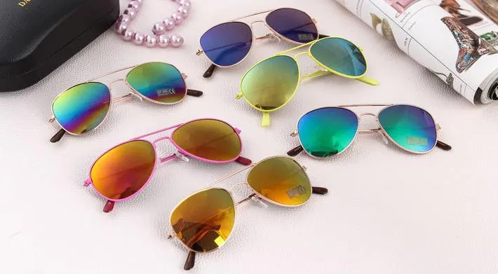 Fashion kids mirror lense sunglasses Children girl boy frog mirror reflective candy color frame sun glasses summer beach outdoor Sunblock