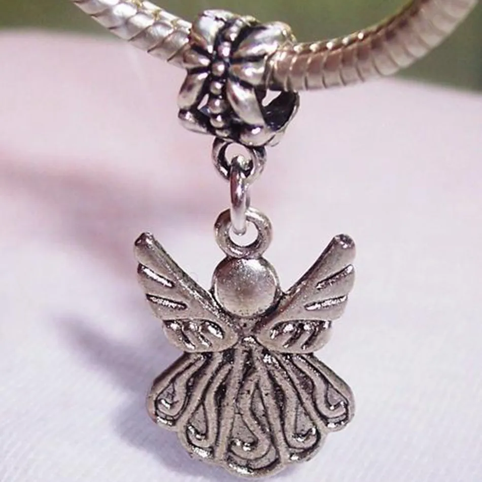 Guardian Angel Alloy Charm Pendants For Jewelry Making Bracelet Necklace DIY Accessories 34 x 15 mm Antique Silver 