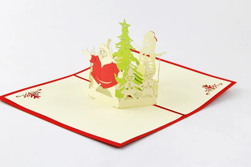 Cartões de presente de cartões de Natal 3D bonecos de neve e Papai Noel para cartões cartões de bessing pop up cartão