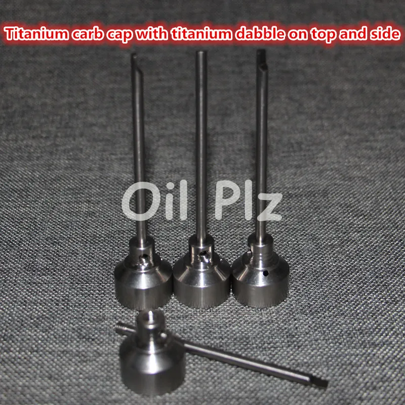 Handverktyg 1 Hole Ti Carb Cap med platt tips Dabber 14 18mm Titancials Dabbers Dombess Titanium Nails