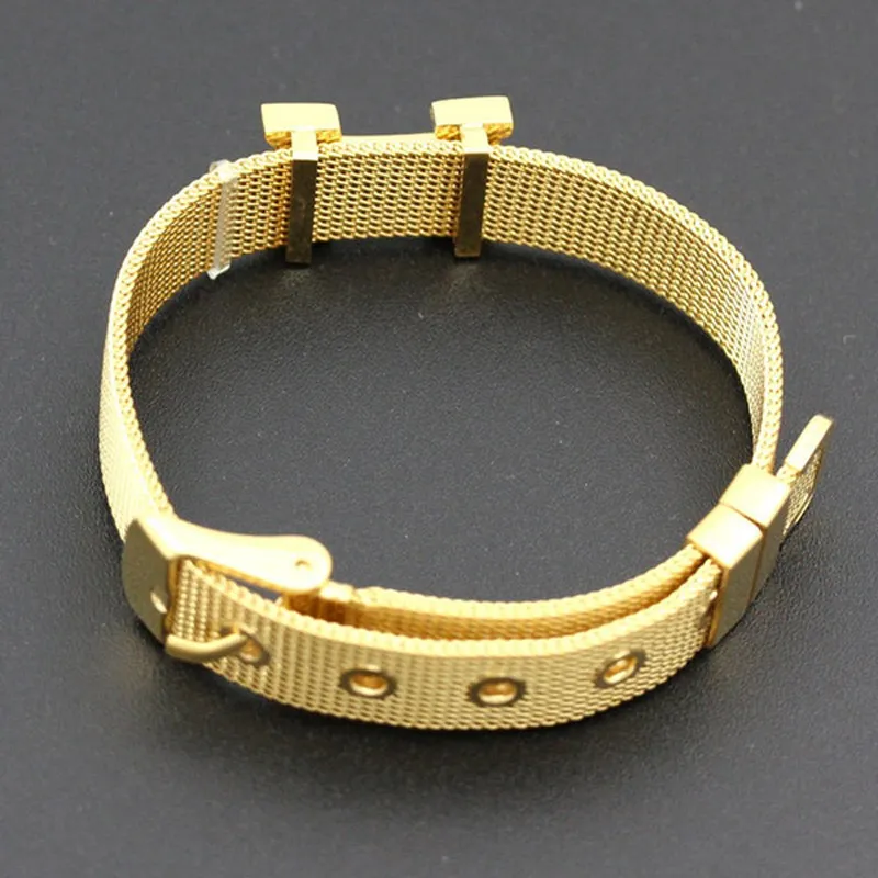 Colorfast Top Qualität Schmuck Titan Mesh Armband Mode Berühmte Marke Einstellbare Manschette Armband Frauen H Armreif Joyas Bijoux H-2016 Geschenk
