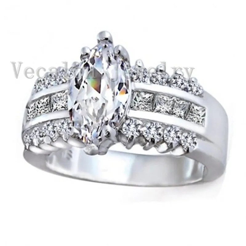 Vecalon Mode Frauen Schmuck, Verlobung, hochzeit Band ring 5ct Cz diamant ring 925 Sterling Silber Weibliche Finger ring