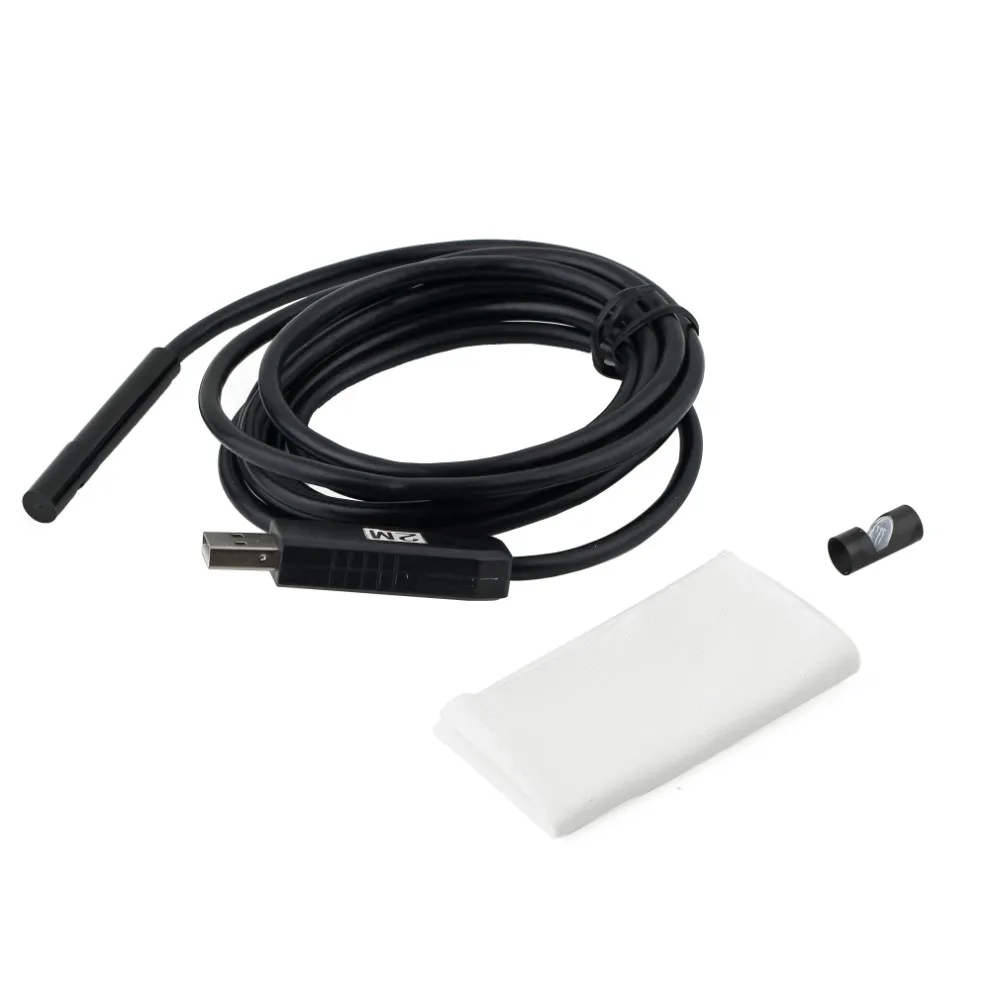 7mm Mini USB Microscope 2M 6 LED Cable Snake Inspection Borescope Endoscope With Camera Button Adjustable Brightness