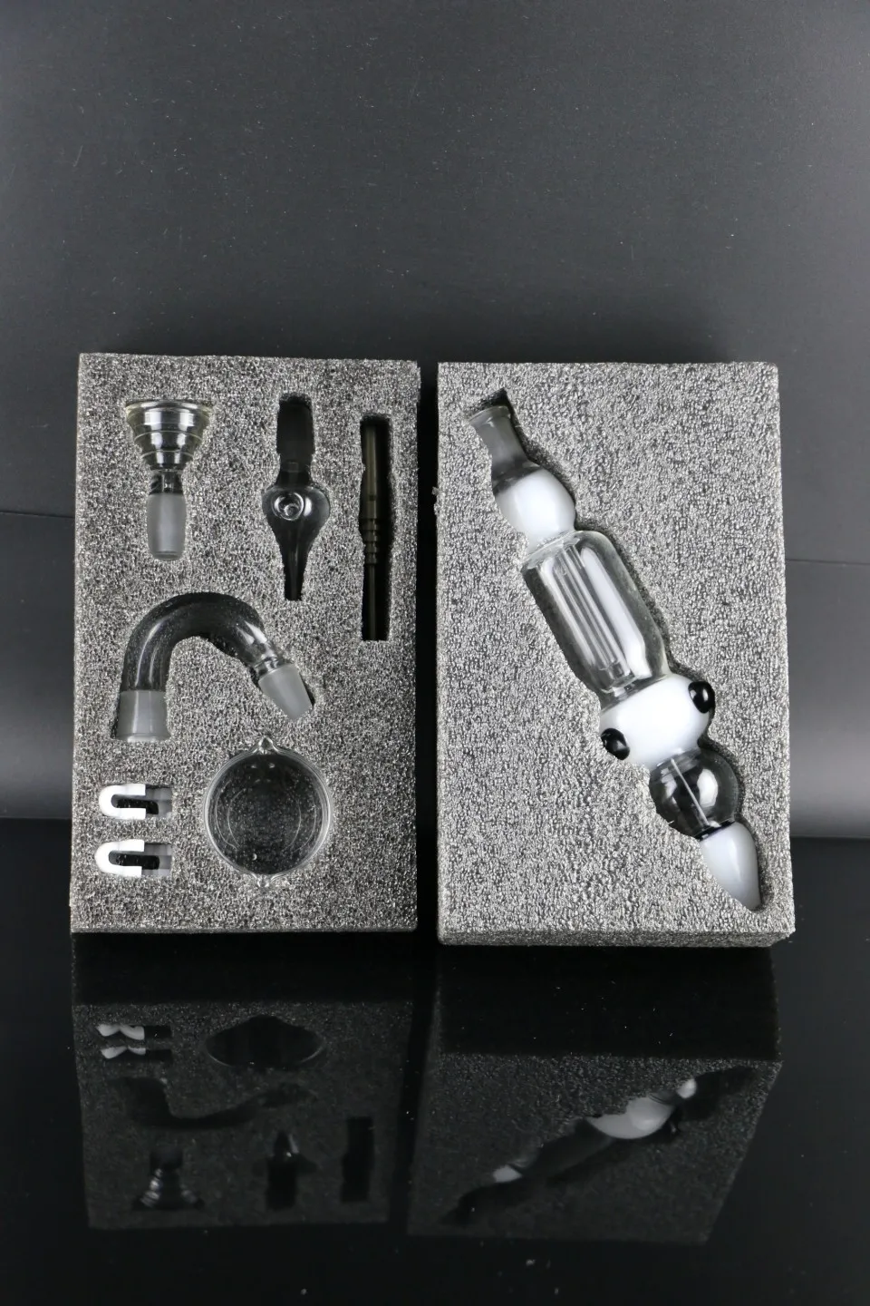 Kit collecteur de nectar barboteur plate-forme pétrolière narguilé en verre avec clou en titane de 14mm collecteur à deux fonctions dab bang d'eau