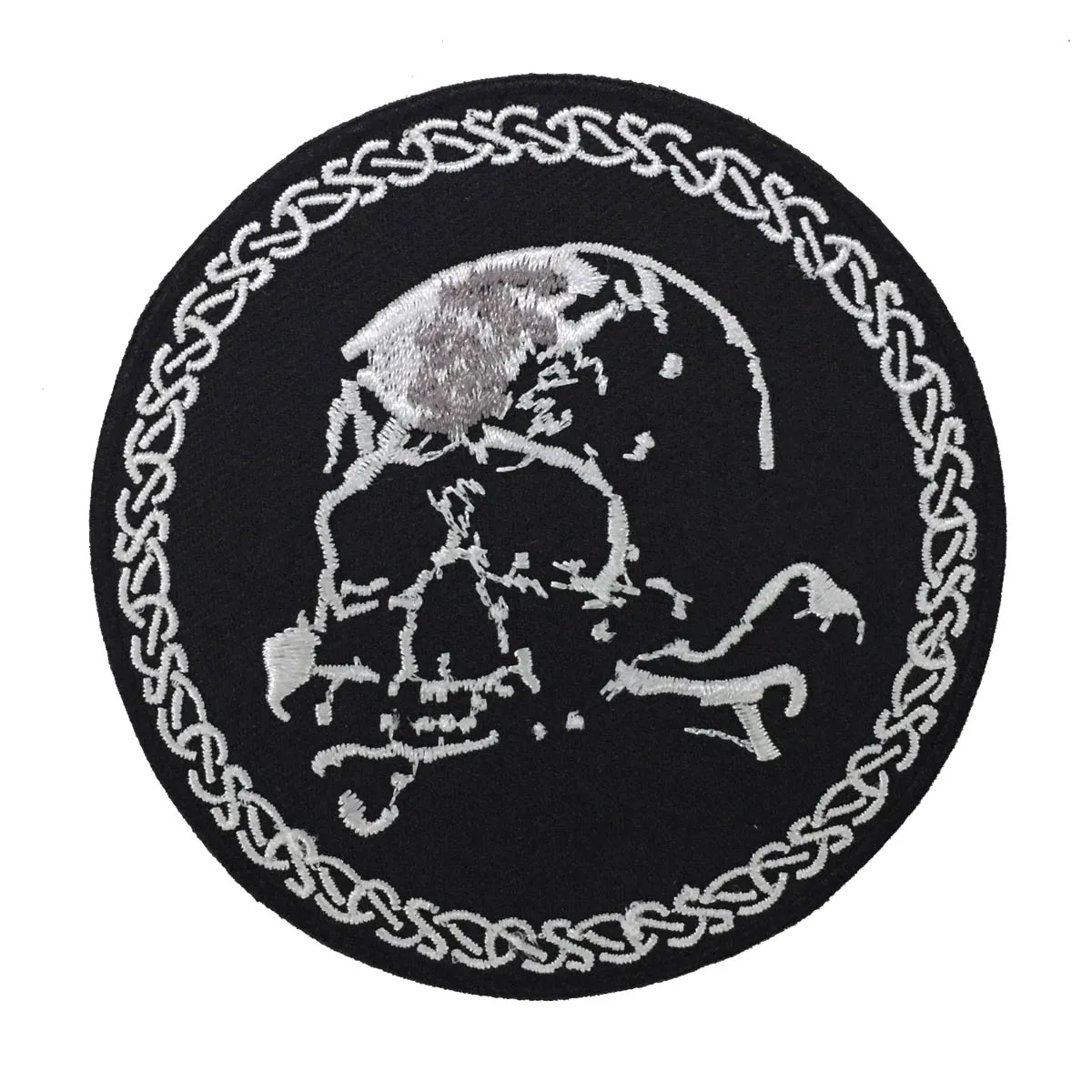 Skull Bones Crossbones Embroidery Patch Motorcycle Biker Club MC Front Jacket Applique Iron Sew On Badge 3.5 INCH Free Shipping