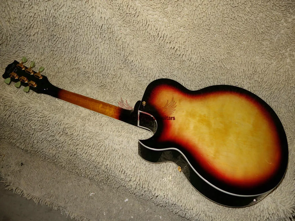 Nowy Sunburst Vintage 137 Klasyczny Jazz Guitar Gold Pickups Hurtownie Gitary OEM Darmowa Wysyłka