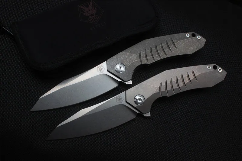 Free shipping, high quality Viteli TOP1 knife,Blade100%S35VN(Stone wash),Handle:TC4 Plane bearing outdoor camping Folding knife EDC,gifts.