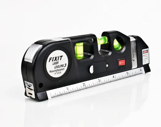Popular Multipurpose Level Laser Horizon Vertical Measure Tape Aligner Bubbles Ruler 8FT