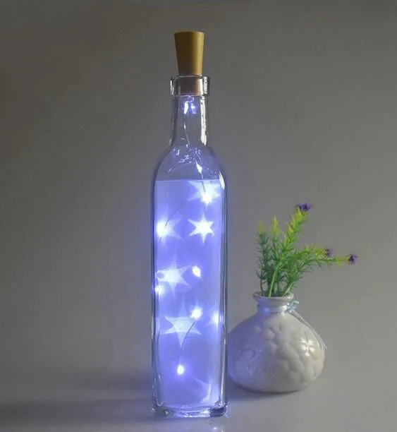 2016 NEU Korkförmige Flaschenverschluss-Lichtgirlande Wein LED-Batterie Kupferdraht Lichterketten Weihnachtsfeierzubehör Hochzeit Halloween