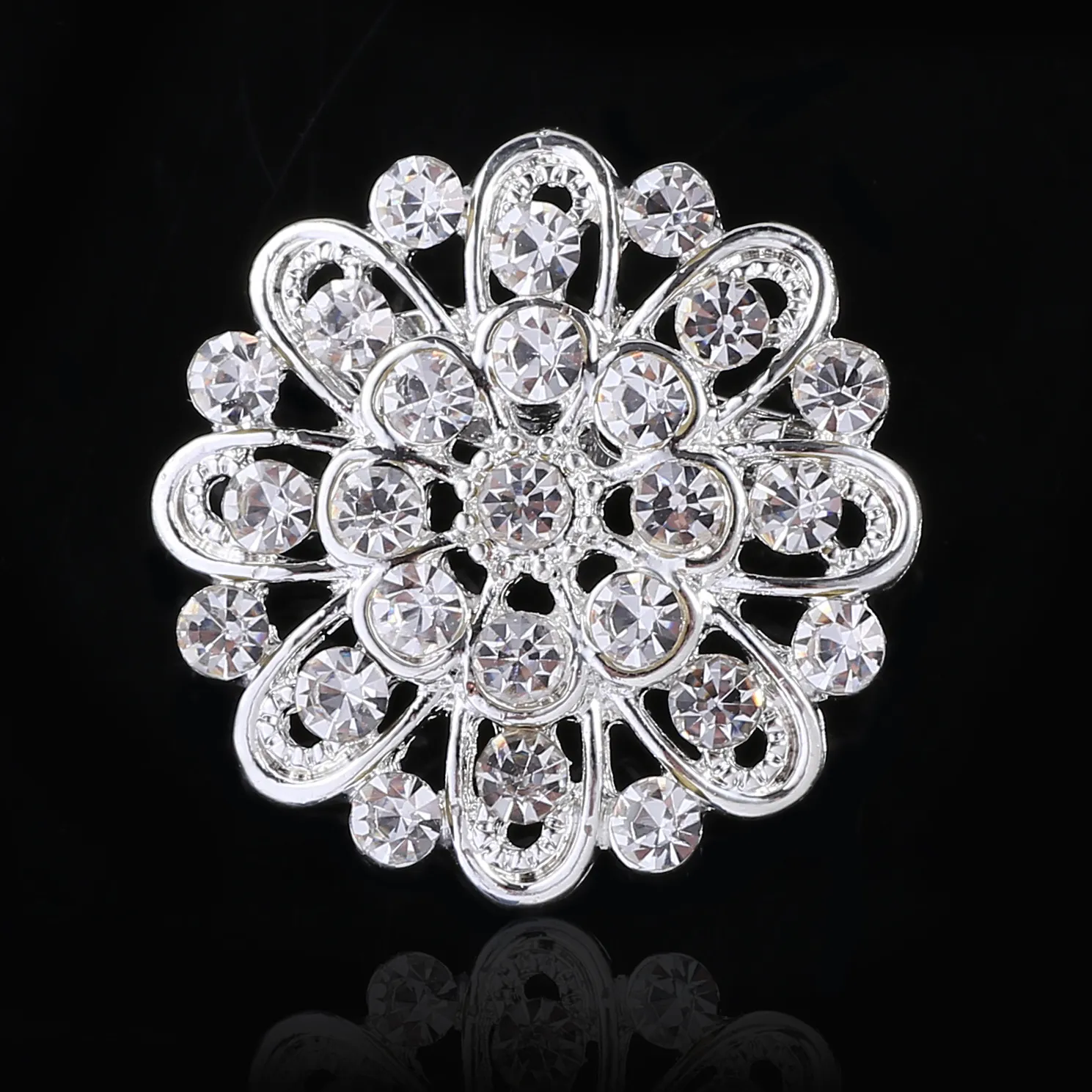 2016 New style wholesale Fashion Jewelry silver color Flower Brooch women crystal pins Wedding Brooches small size