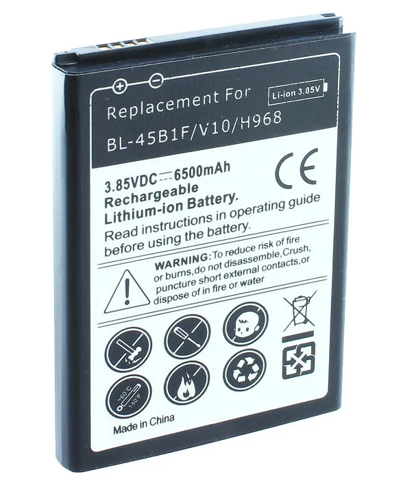 1 batería extendida de repuesto BL45B1F de 6500 mAh, 1 funda negra para puerta para LG V10 H968 H961N H900 H901 VS990 H960A L1085703.