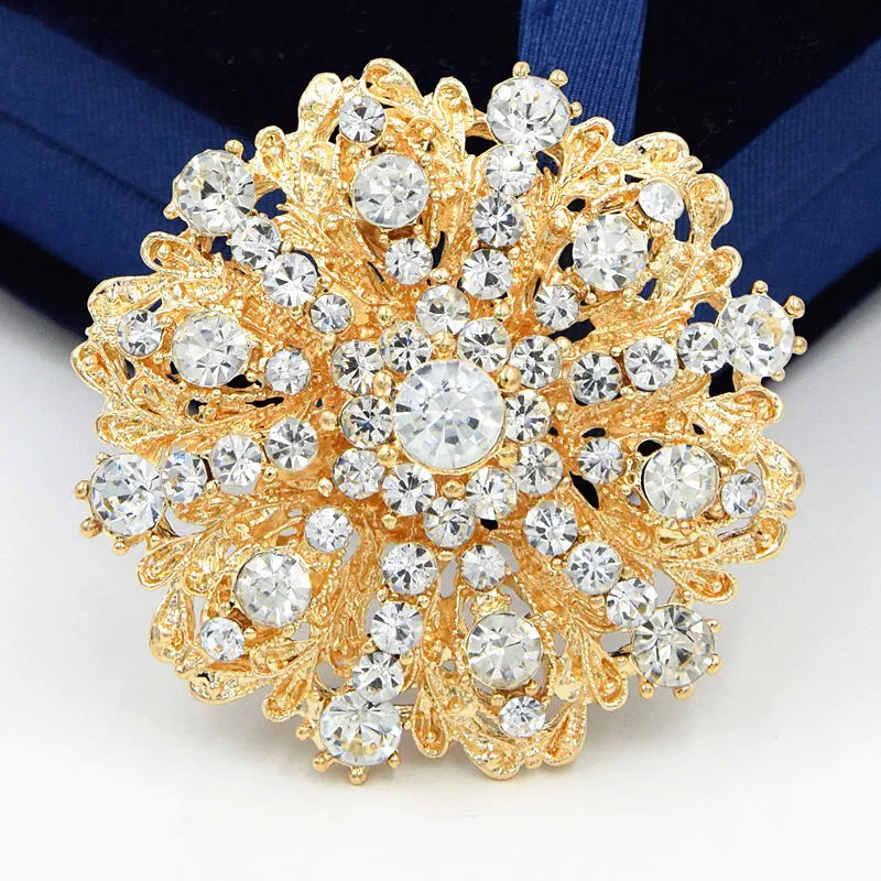 Vintage Mode Hot Selling Prachtige Diamante Bloem Broche Bruiloft Bruids Kostuum Pins Broaches Elegant Gift Pins Top Quality Hot Selling