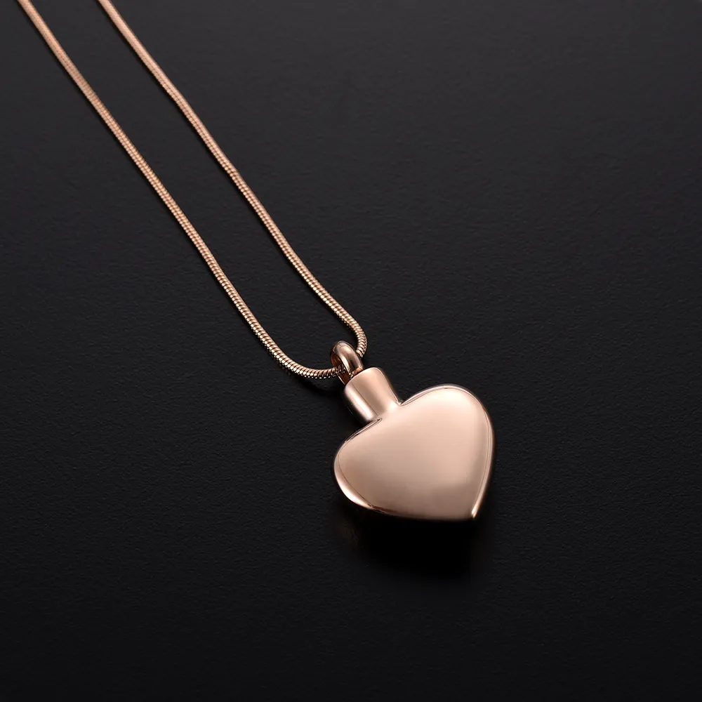 ijd9896 Feather Heart Cremation Urn Pendant Necklace Pet Human Urn Memorial Jewelry Funeral Urn Casket Gold Rose Gold Color Jewelr300R