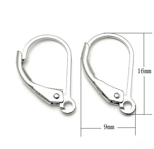 925 Sterling Silver Earring Hooks Jewelry Findings Components For DIY Gift Craft 16mm W230