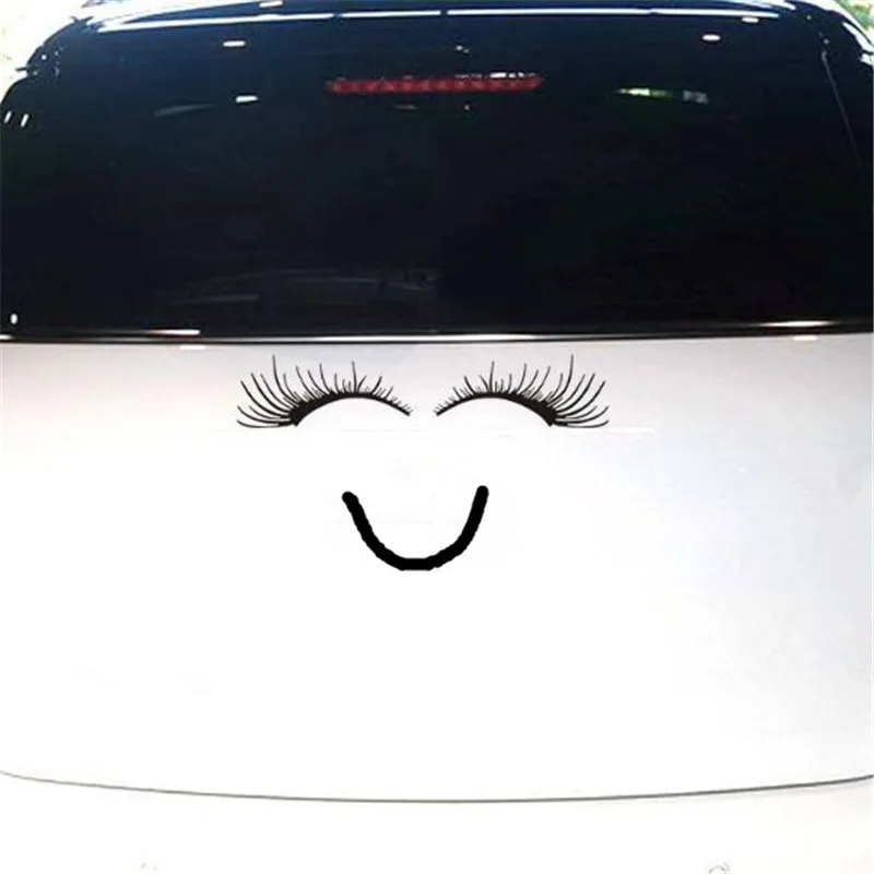 Hurtownie Reflektor Samochodowy Naklejka Czarowne Naklejki Car Body Black False Eyelashes Car Eye Lash Naklejki ATP240