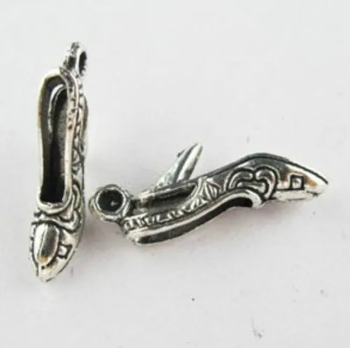 200Pcs Tibetan Silver High-heeled shoes Charms Pendant For Jewelry Making Bracelet 22x8mm