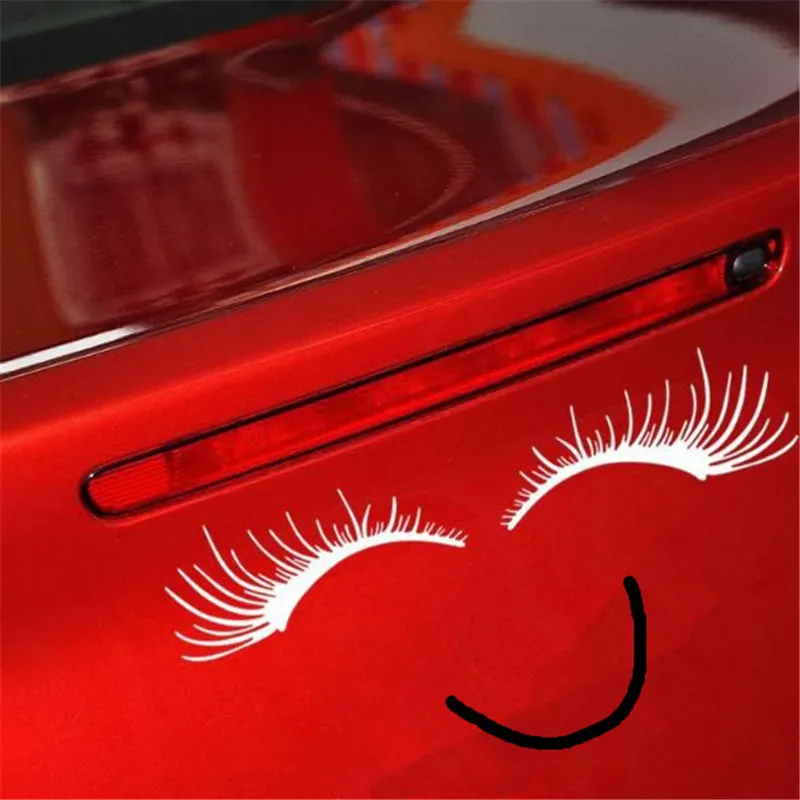 Hurtownie Reflektor Samochodowy Naklejka Czarowne Naklejki Car Body Black False Eyelashes Car Eye Lash Naklejki ATP240