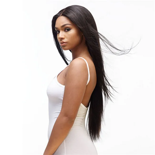 Natural black wig WoodFestival Long straight full wigs for black women Heat resistant synthetic fiber hair