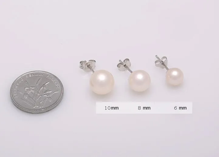 Orecchini A Perla In Argento 925 Con Zirconi, 10 Mm, 32 Mm Lunghezza, Ipoallergenici, Con Confezione Regalo