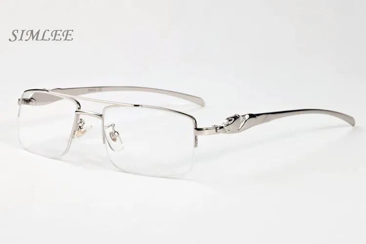 2017 ماركة نظارات القط العين بافالو القرن النظارات الذهب والفضة إطارات النظارات العدسات واضحة خمر رجل مصمم النظارات مع القضية