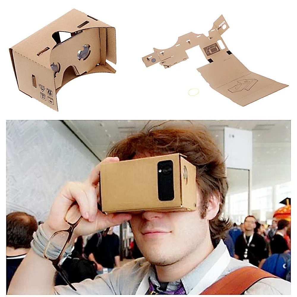 Lunettes 3D en carton Google DIY Téléphone portable Lunettes 3D de réalité virtuelle Carton non officiel Google Cardboard VR Toolkit 3D Glasse7372166