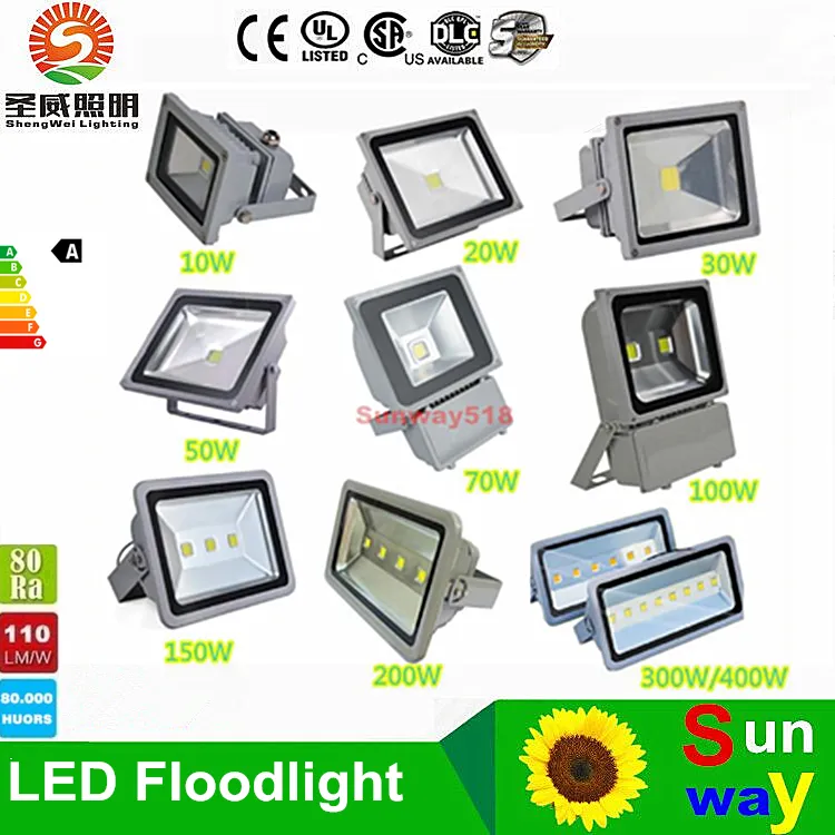 Snabb leverans! LED Flood Light 10W 20W 30W 50W 100W 150W 200W 300W 400W Varm vit / Kall Vit / Vit Landskaps strålkastare utomhusljus