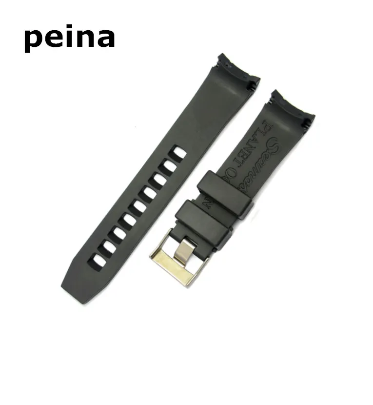 20mm 22mm New Black And Orange Diver Rubber Curved end Watch Band Strap For Omega Watch1623