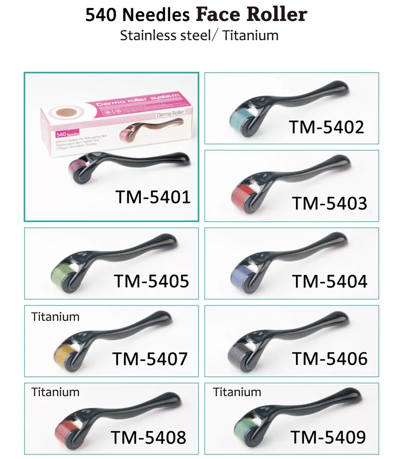 TM- 540 MOQ Aiguilles en acier inoxydable Derma Roller MicroSededle Meso Roller Deramroller pour la peau du visage Rajeunissement