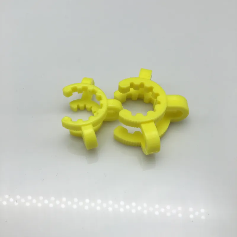 노란색 컬러 실험실 / 실험실 클램프 흡연 액세서리와 플라스틱 keck 클립 유리 봉 어댑터 Nector 수집기를위한 14 / 19mm 조인트